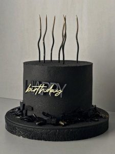 Black and gold happy birthday cake topper